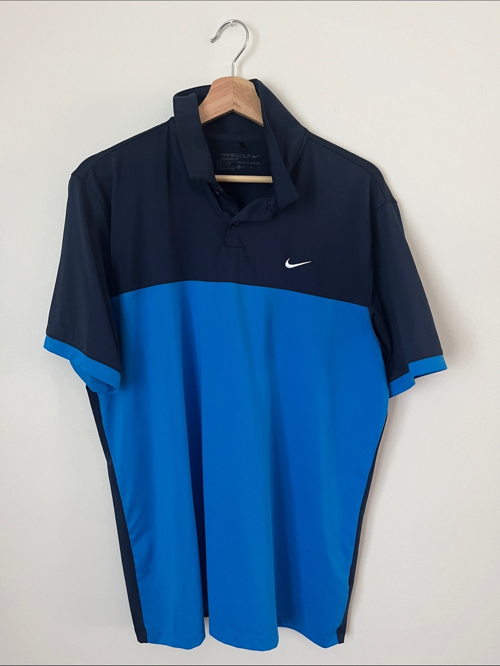 Nike Men’s Two-Tone Polo Shirt - Navy and Bright Blue